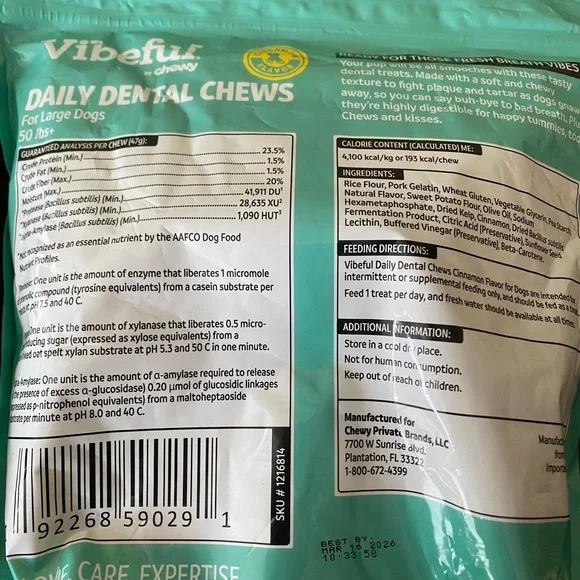 Vibeful by Chewy Daily Dental Chews for Large Dogs - 2 large 50.2oz bags - Picture 5 of 6